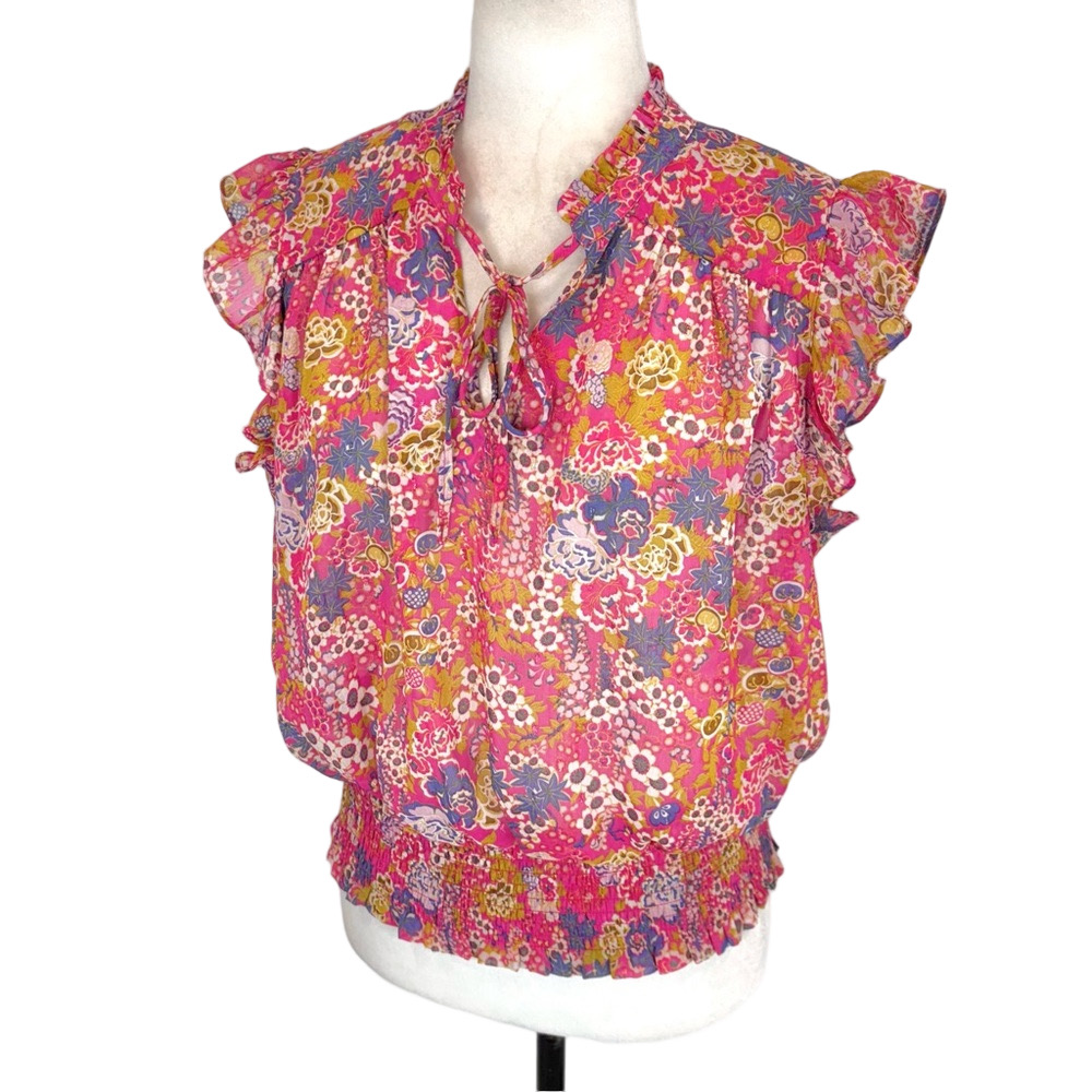Joie pink floral blouse